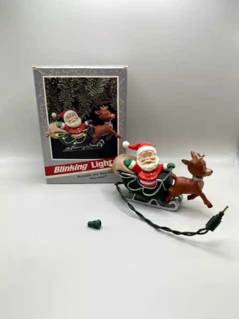 Vintage Hallmark 1989 Rudolph the Red Nosed Reindeer Blinking Lights Ornament