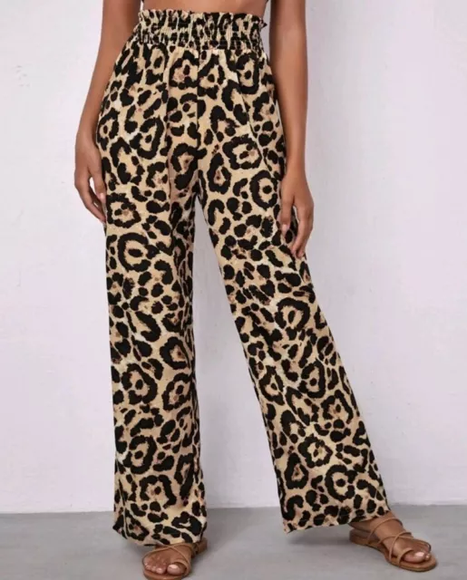 NWOT * Women's Leopard Print Palazzo Wide Leg Pants Sz Med