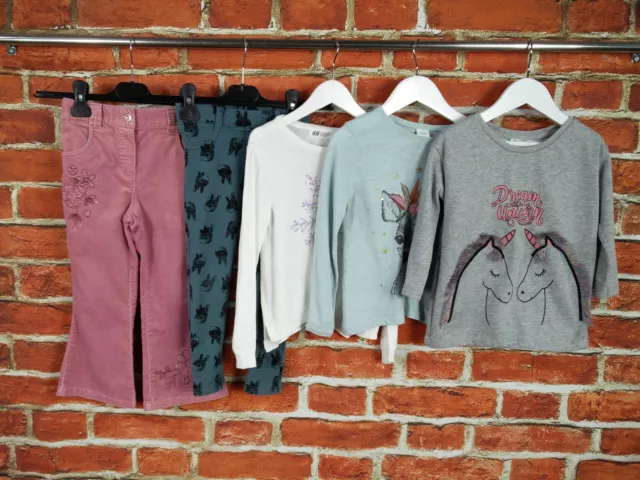 Girls Bundle Age 3-4 Years Next H&M Primark Velour Trousers Pullover Tee 104Cm
