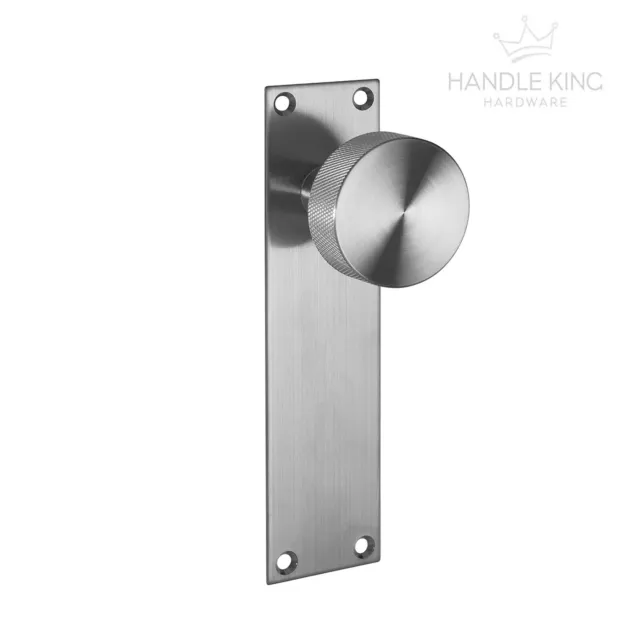 Manhattan Style Knurled Knob on Flush Plate in Satin Finish