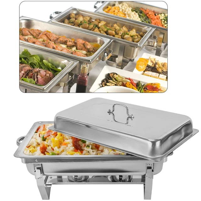 9L Edelstahl Chafing Dish Buffetwärmer – Rechteckig, Poliert, Inkl. Rahmen, Für Partys & Catering