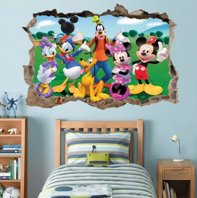 Calcomanía de pared rota para casa club Mickey Mouse arte Disney H795