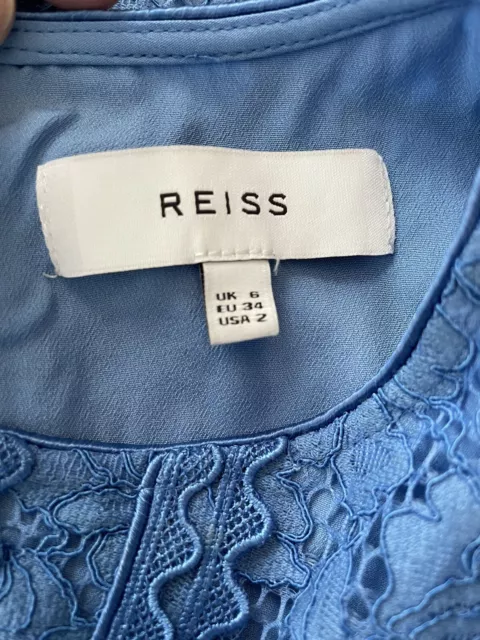 Reiss Blue Azure Suki Lace Shift Dress Size UK 6 USA 2 3