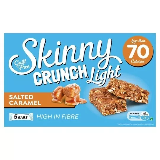 4 Scatole x 5 Barre Caramello Salato Skinny Crunch Leggero 19g