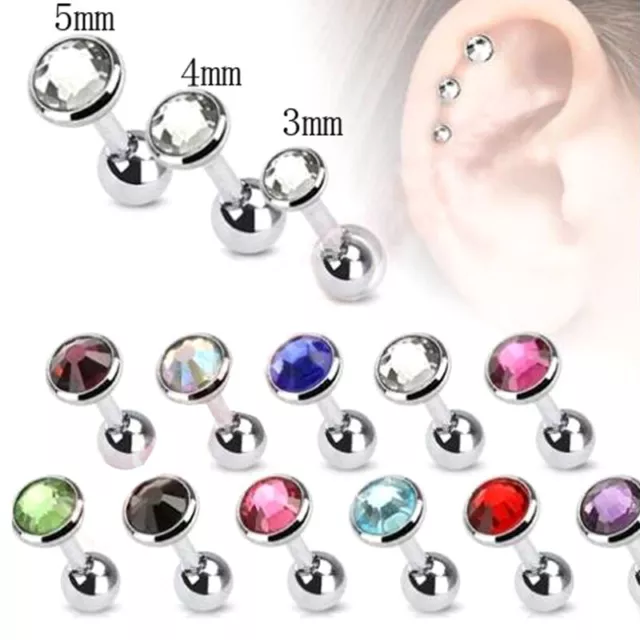 4pc Surgical Steel Gem Barbell Ear Cartilage Tragus Helix Stud Earring Piercing