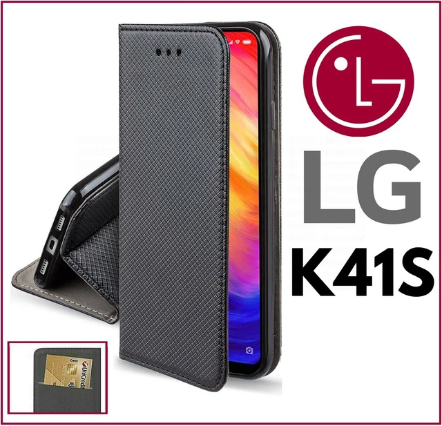 Custodia A Portafoglio Con Chiusura Magnetica In Pelle Nera Per LG K11 / K10 2018, Cover Rigida Con Tasche