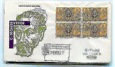 Italia FDC Venetia 1967 Verdi quartina viaggiata Racc. per l'Italia