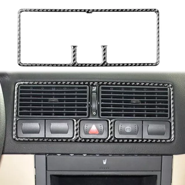 Black Real Carbon Fiber Center Air Vent Interior Trim For VW Golf 4 1999-2004