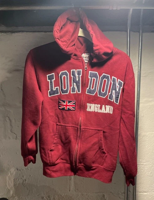 Small Women's London England Zip Up Jacket Hood Zone One Zip Up Hoodie EUC Sz S