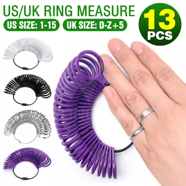 US/UK Finger Ring Sizer Size Ring Measure Measurement Gauge Tool Set Metal