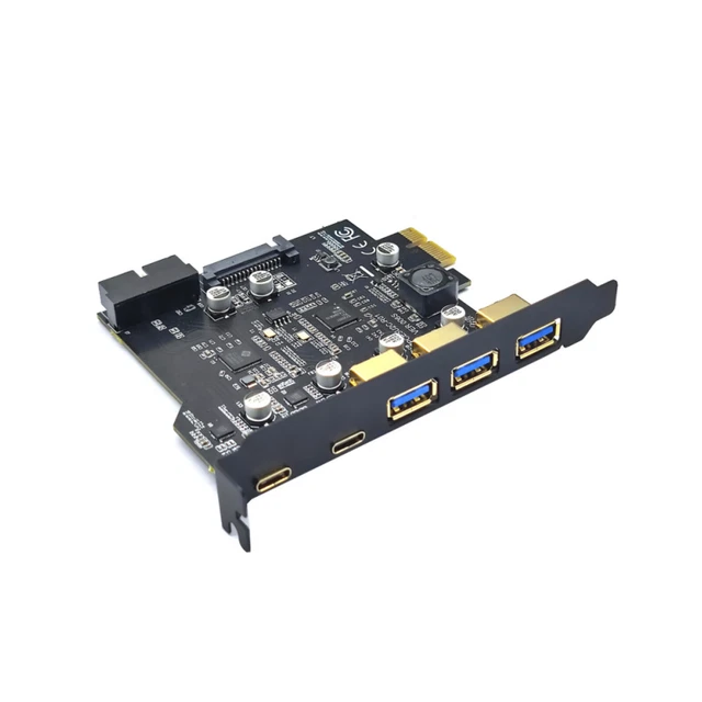 PCI-E TO USB3.0 GEN1 Expansion Card 5 Ports 19 Pin Connector 2xType C ...