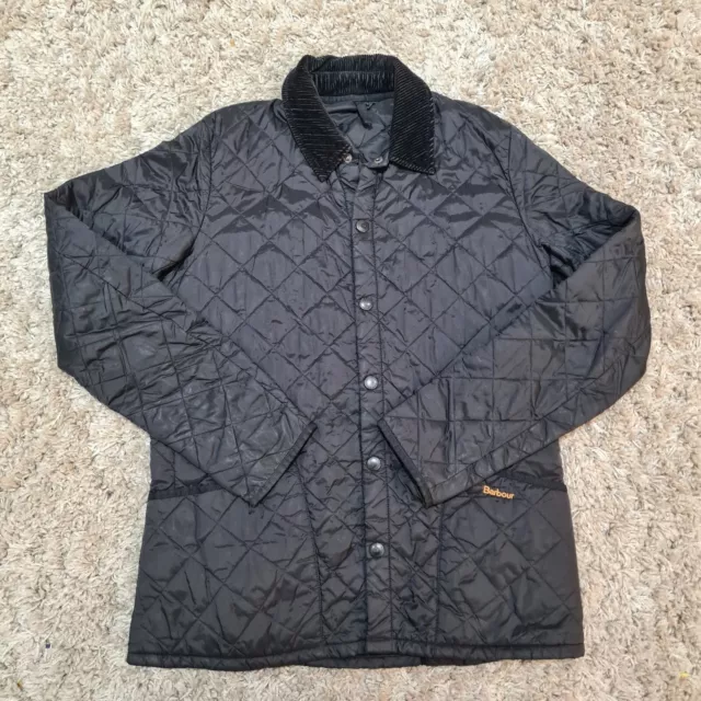 Barbour Jacket Mens Medium Black Liddesdale Coat Quilted Winter Heritage