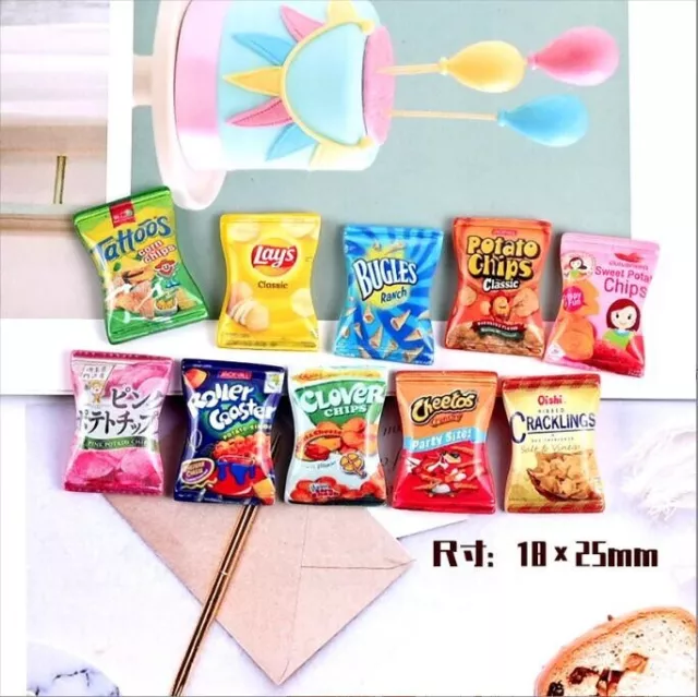 10 PCS Dollhouse Miniatures 1/12 Potato Chips Snacks Pretend Play Supermarkt