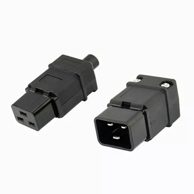 IEC320 C19 Socket C20 Plug Rewireable Power Cable Connector AC 250V 16A Black