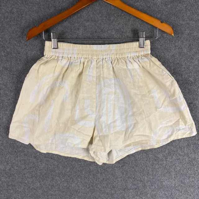 Sabo Skirt Shorts Womens Small Beige White Hot Pants Sweat Elastic Waist Relaxed