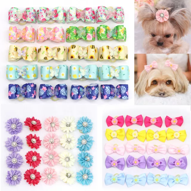 20/60/100pcs Cat Dog Hair Bows Pet Puppy Grooming Accessories Hair Clips & Bands