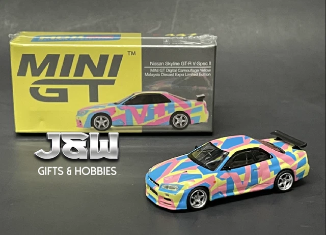 Mini Gt Skyline Gt R R34 MINI GT NISSAN Skyline GT-R R34 V Spec II Digital Camouflage Yellow 1/ ...