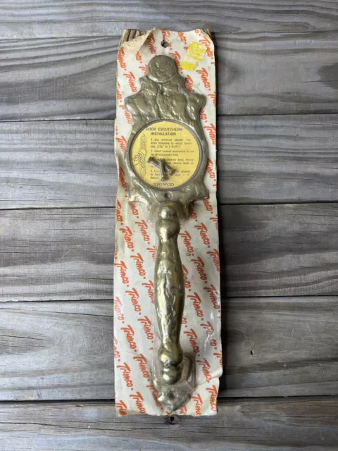 Nos! Trimco Door Escutcheon Solid Brass Rough Finish! Great Handle! 1
