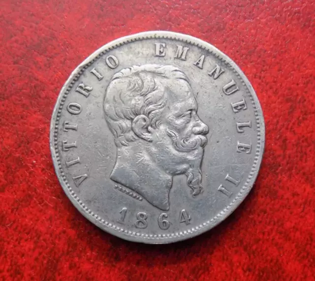 5 LIRE 1864 ZECCA DI Napoli VITTORIO EMANUELE II ( 1861 - 1878 )