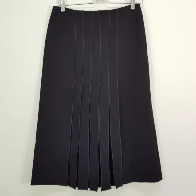 YEOJIN BAE Womens Size 10 or US 6 Black Double Crepe Strip Skirt NEW RRP$475