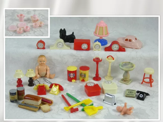 RENWAL, MARX & other small plastic dollhouse/miniature accessories