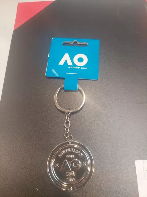 Australian Open Tennis Metal Logo Spinning Key Ring - AO Grand Slam Melbourne