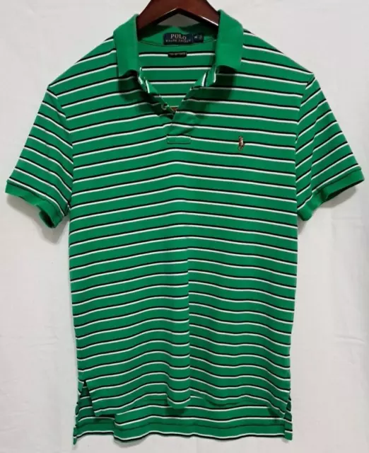 Polo Ralph Lauren Men's Pima Soft Cotton Polo Shirt Medium Striped Green