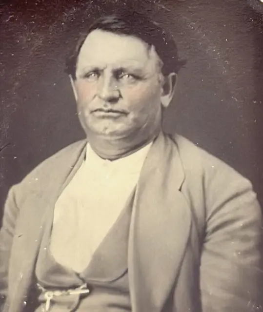 1800s Tintype Photograph of a Victorian-Era Man Posing for a Studio Portrait