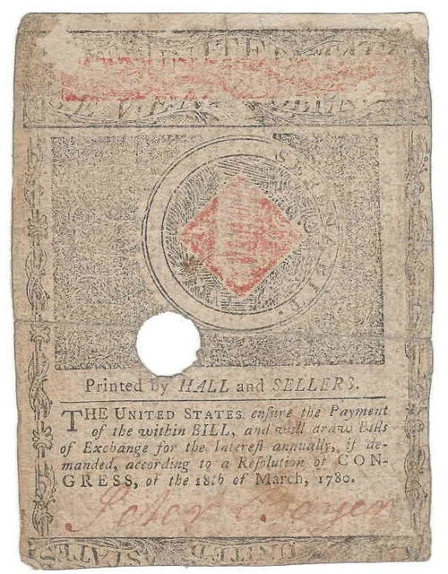 May 5,  1780 Massachusetts $7 Continental Currency FR-MA283