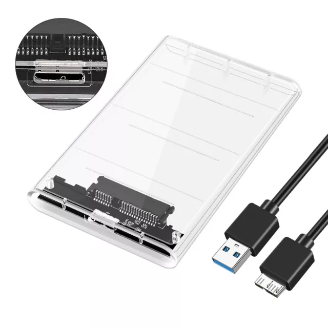 Hard Drive Enclosure 2.5 Inch USB 3.0 SATA Case External Clear Caddy HDD SSD AU