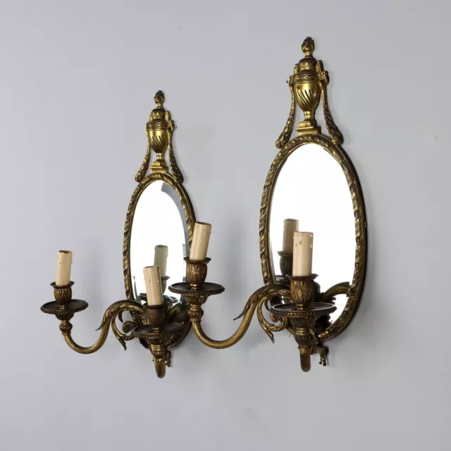 Pair of Antique Small Mirrors Gilded Bronze Italy XX Century