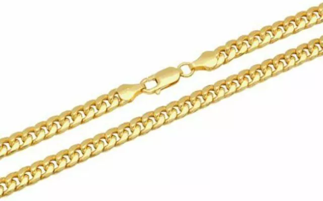 10K YELLOW GOLD 4mm Miami Cuban Link Chain Necklace Men's Women Size 28 ...