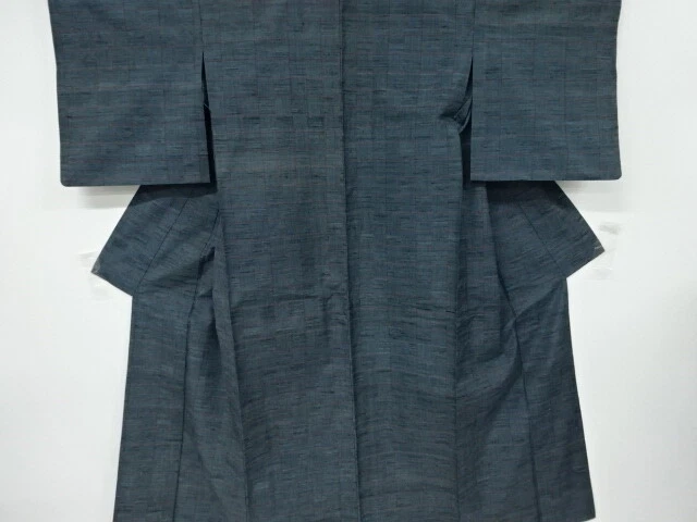 6248670: Japanese Kimono / Antique Hitoe Kimono / Tsumugi / Woven Grid