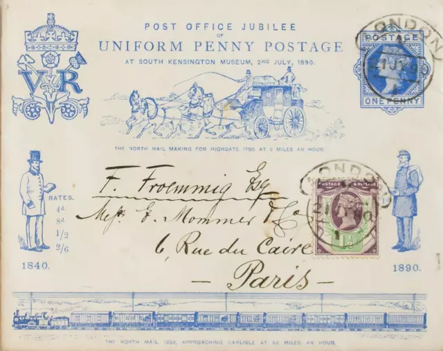 Groß Britannien. Umschlag Yvert 93. 1890. 1 P Blau Ganze Postal Uniform Penny
