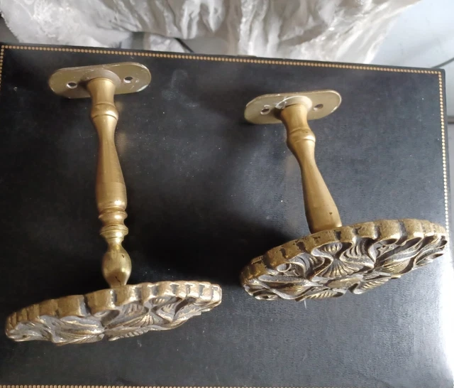Mid Century Curtain Drapery Tie Backs or large  coat hangers? Ornate, Set of 2 2