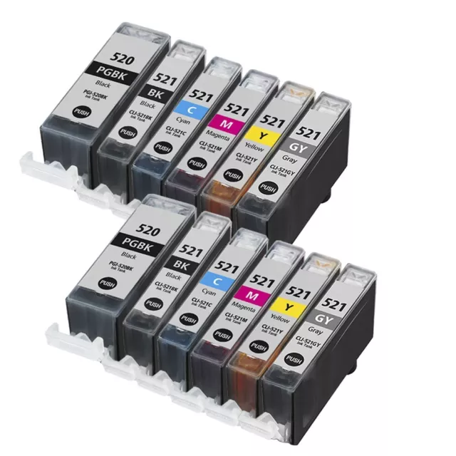 12 Ink Cartridge For Canon Pixma MP980 MP990 MX860 PGI520 CLI521