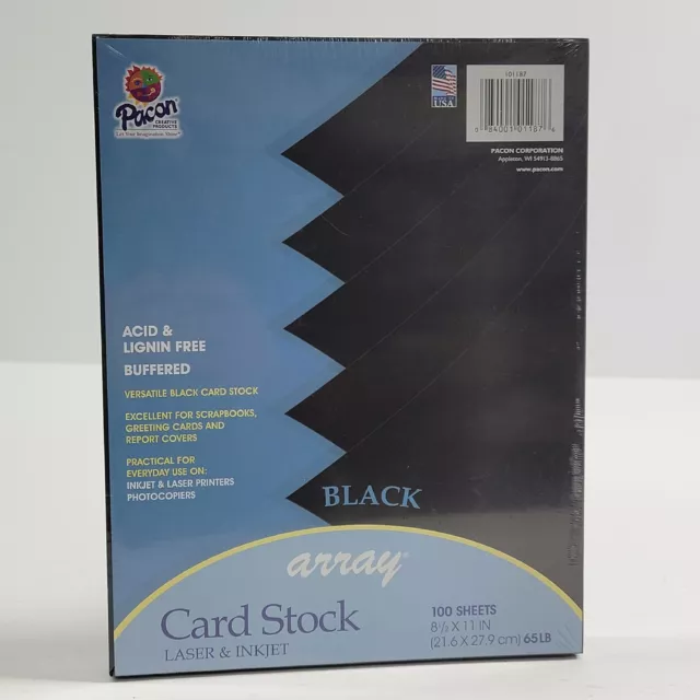 Pacon® Array Card Stock, 65 lb., Letter, Black, 100 Sheets/Pack 084001011876