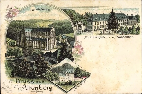 Litho Altenberg Odenthal NRW, Bergischer Dom, Hotel zur Rentei,... - 10087955