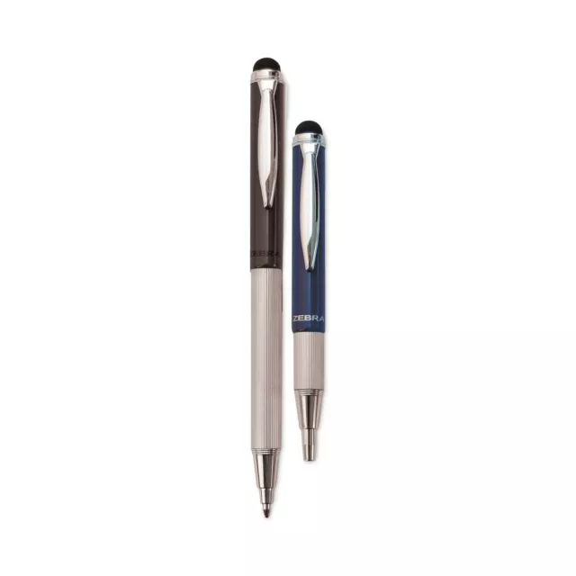 Zebra� StylusPen Telescopic Ballpoint Pen/Stylus, Black Ink, Blue/Gray Barrel