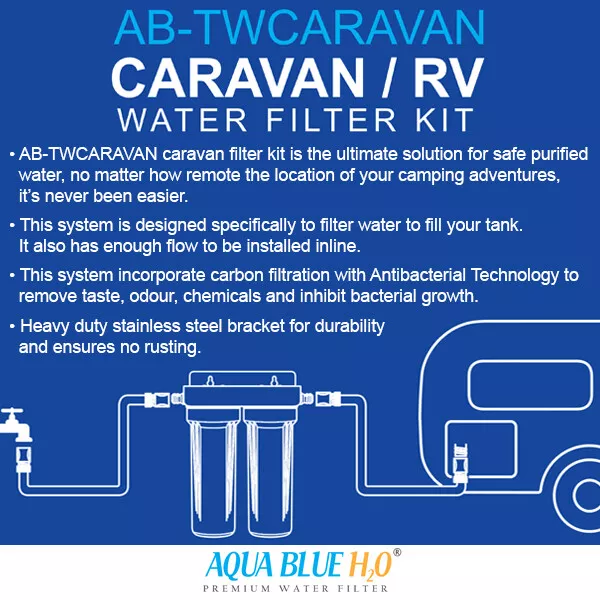 Twin Caravan & RV Water Filter System with Sediment & Carbon Extra Cartridges 3