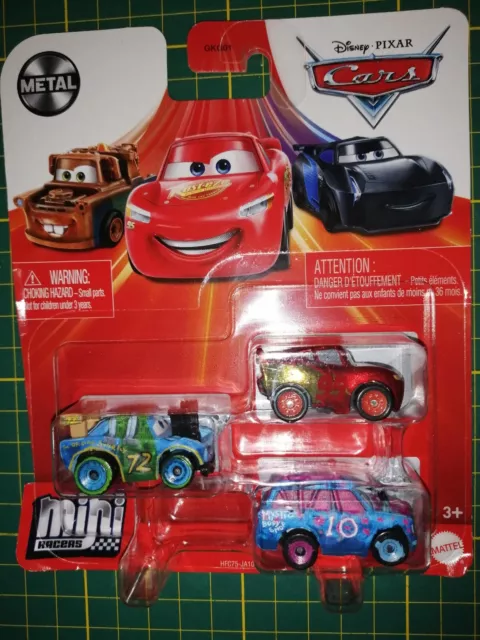 Lot 3 mini voitures cars racer Disney Pixar Mattel en metal neuf en coffret