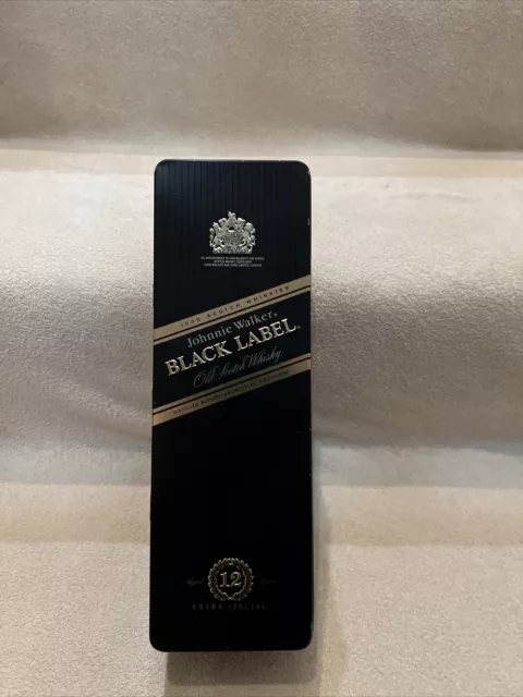 JOHNNIE WALKER Black Label 12 YRS Commemorative Collectible Tin Can Only Empty