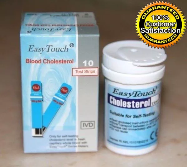 1 caja (10 tiras) tiras reactivas de colesterol en sangre fácil de tocar EasyMate EasyLife