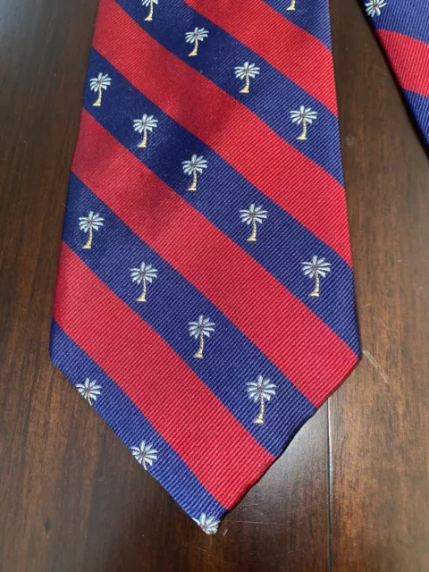 Men’s Vineyard Vines Martha’s Vineyard Palm Tree Red Blue Striped Neck Tie Silk