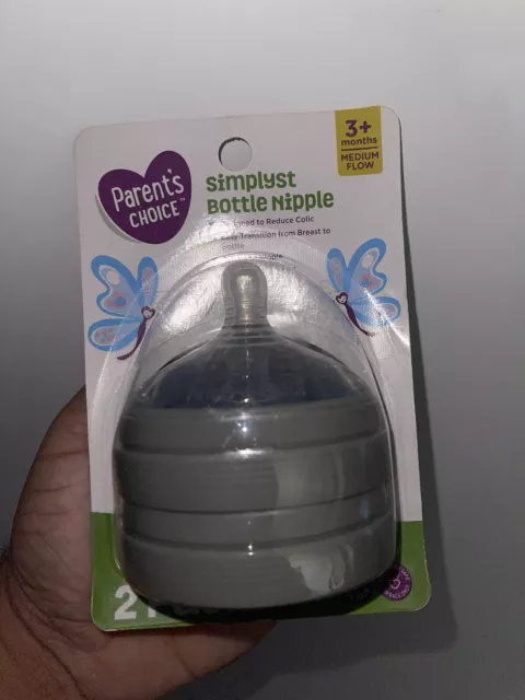 Parent's Choice Simplyst Bottle Nipple 3+ Months Medium Flow New Sealed 2 Pack
