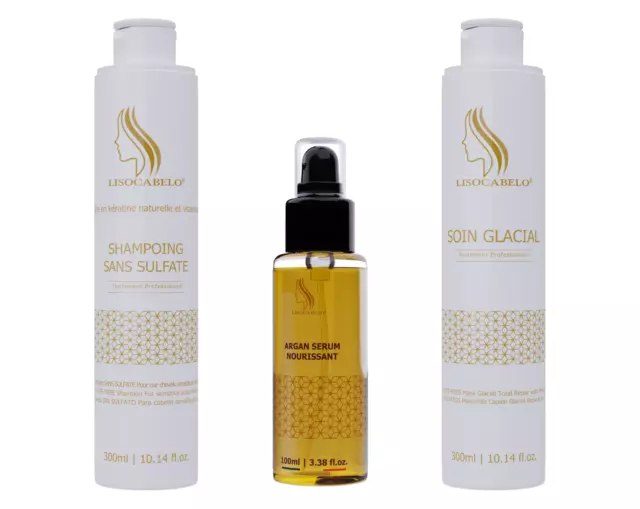 Kit de Soins complet sans sulfate Lisocabelo pour cheveux (Shampoing,soin,sérum)