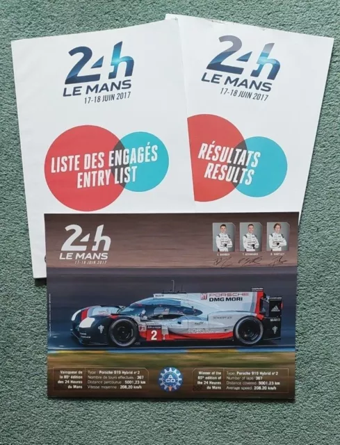 2017 Le Mans 24 hour Official ENTRY LIST, RESULTS and Porsche 919 Winners Photo