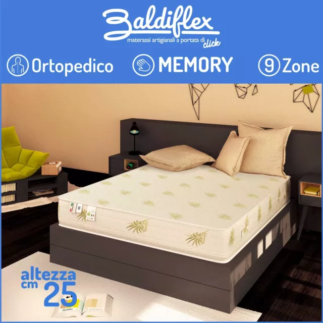 Materasso Piazza E Mezza 120X190 H25 Cm Zone Differenziate Memory Foam Duck