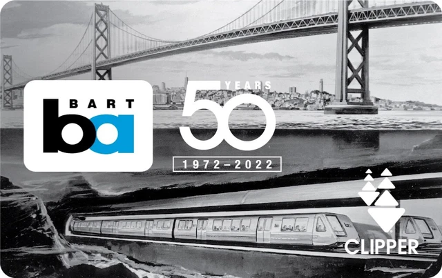 BART 50th Anniversary Clipper Card (No Fare Value) - Rare Collectible Item