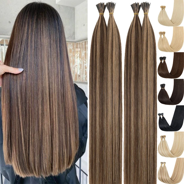 16"-22" Stick I Tip Hair Extensions Human Hair Keratin Hair Extensions HIGHLIGHT